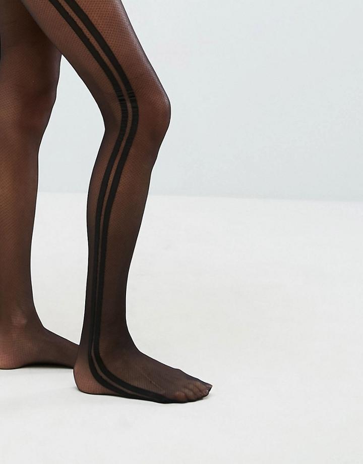 Asos Side Stripe Mesh Tights - Black