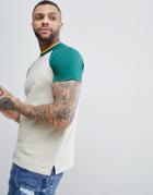 Asos Design Raglan T-shirt With Contrast Tipping Neck - Multi