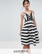 Asos Petite Curved Stripe Trumpet Hem Midi Prom Dress - Multi