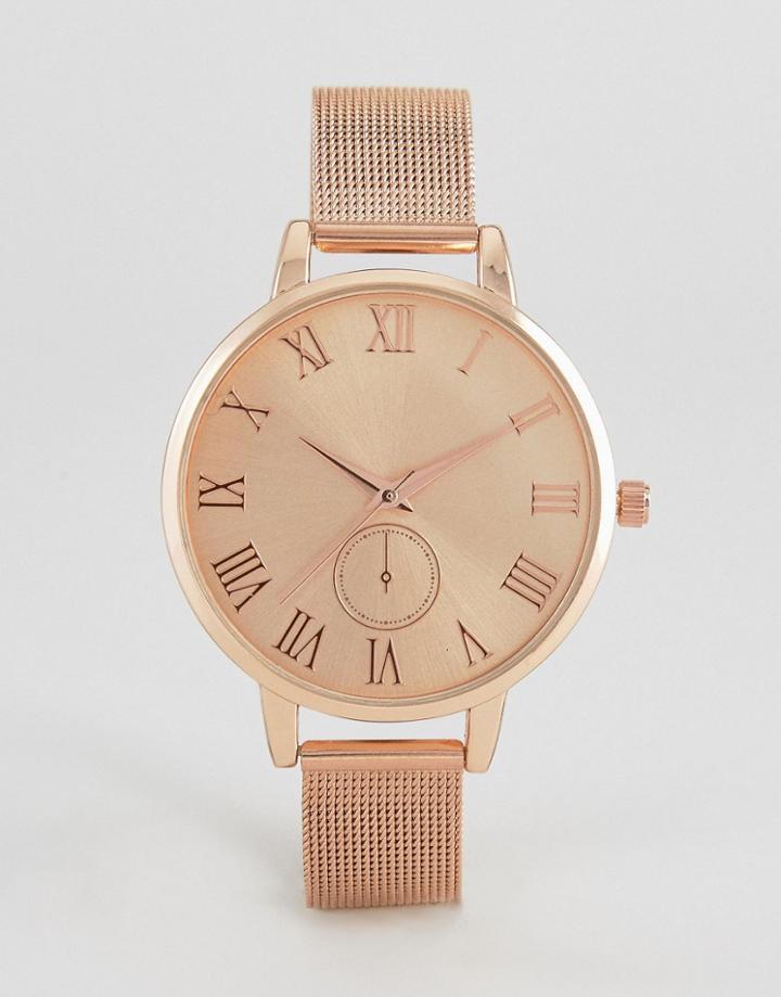 Asos Curve Tonal Rose Gold Mesh Watch - Copper