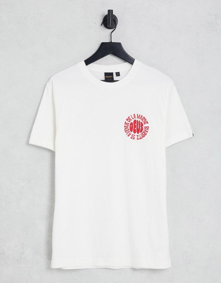 Deus Ex Machina Surf Crew Biarritz T-shirt In White