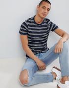 Farah Regis Slim Fit Stripe T-shirt In Navy - Navy