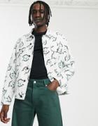 Asos Design White Denim Jacket With All Over Print - White