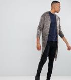 Asos Design Tall Longline Textured Cardigan In Brown Space Dye Yarn - Brown