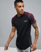 Muscle Monkey Raglan T-shirt In Black With Contrast Sleeves Muscle Fit - Black