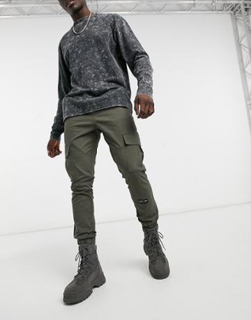 Asos Unrvlld Spply Tapered Cargo Pants In Khaki-green