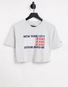 Tommy Jeans Nyc Logo Crop T-shirt In Gray