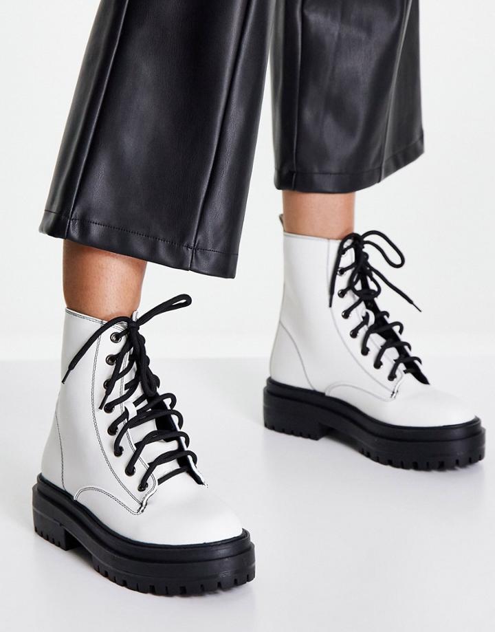 Raid Obey Lace Up Ankle Boots In White