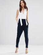 Wal G Jumpsuit With Contrast Top - Navy