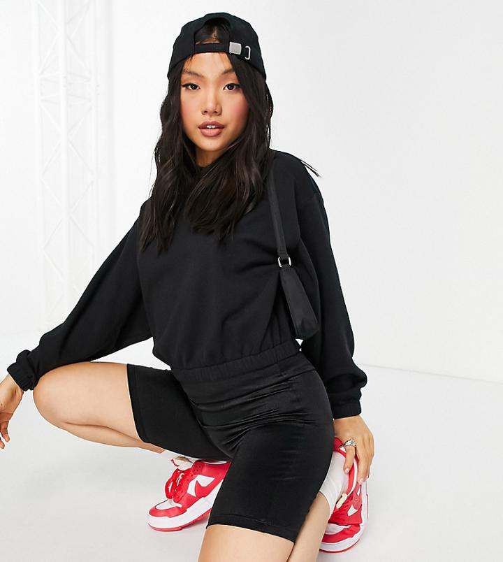 Asos Design Petite Cropped Cocoon Hoodie In Black