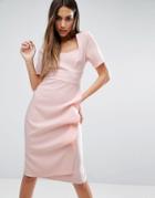Asos Drape And Waterfall Skirt Dress - Pink