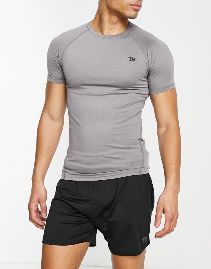 Threadbare Active Muscle Fit Training T-shirt In Light Gray