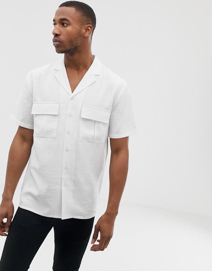 Boohooman Utility Shirt In White - White