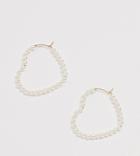Monki Faux Pearl Heart Shape Hoops In White - White