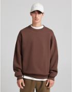 Bershka Oversized Sweatshirt In Brown