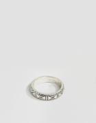 Asos Embellished Ring In Burnished Silver - Silver