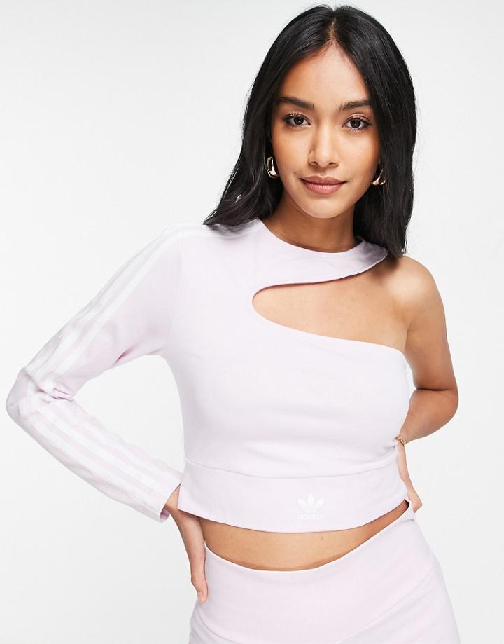 Adidas Originals '80's Aerobic' Cut Out One Shoulder Crop Top In Pink