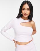 Adidas Originals '80's Aerobic' Cut Out One Shoulder Crop Top In Pink