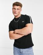 Lacoste Taped Sleeve T-shirt In Black