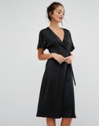 New Look Wrap Front Midi Dress - Black