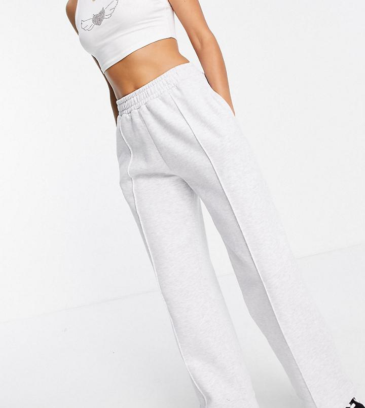 Topshop Petite Split Hem Sweatpants In Gray-grey