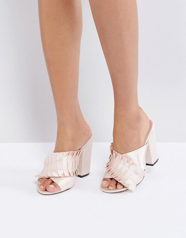 Lost Ink Nude Pleat Detail Mules - Pink