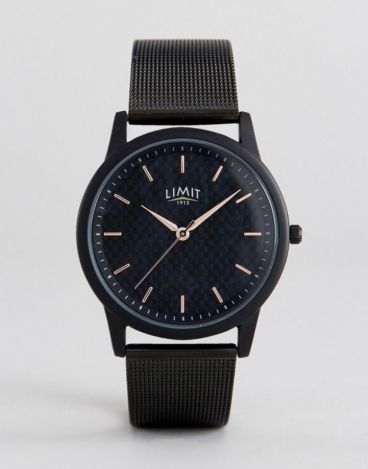 Limit Carbon Fibre Dial Mesh Watch In Black Exclusive To Asos - Black