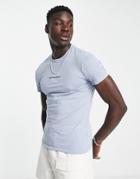 Calvin Klein Jeans Organic Cotton Blend Small Monogram Logo T-shirt In Blue