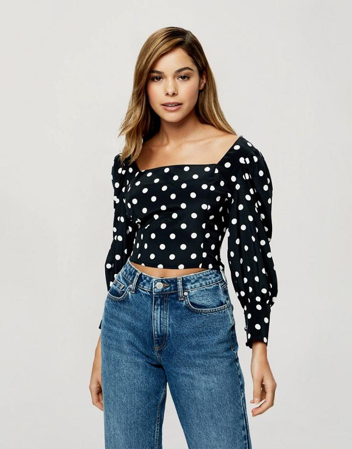 Miss Selfridge Square Neck Blouse In Black