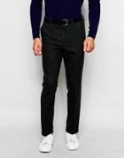 Asos Slim Smart Pants With Belt - Charcoal