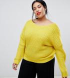 Asos Design Curve Sweater With Cross Over Back - Yellow