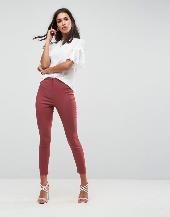 Asos High Waist Pants In Skinny Fit - Orange
