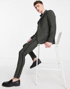 Asos Design Skinny Tuxedo Pants In Forest Green Satin Side Stripe