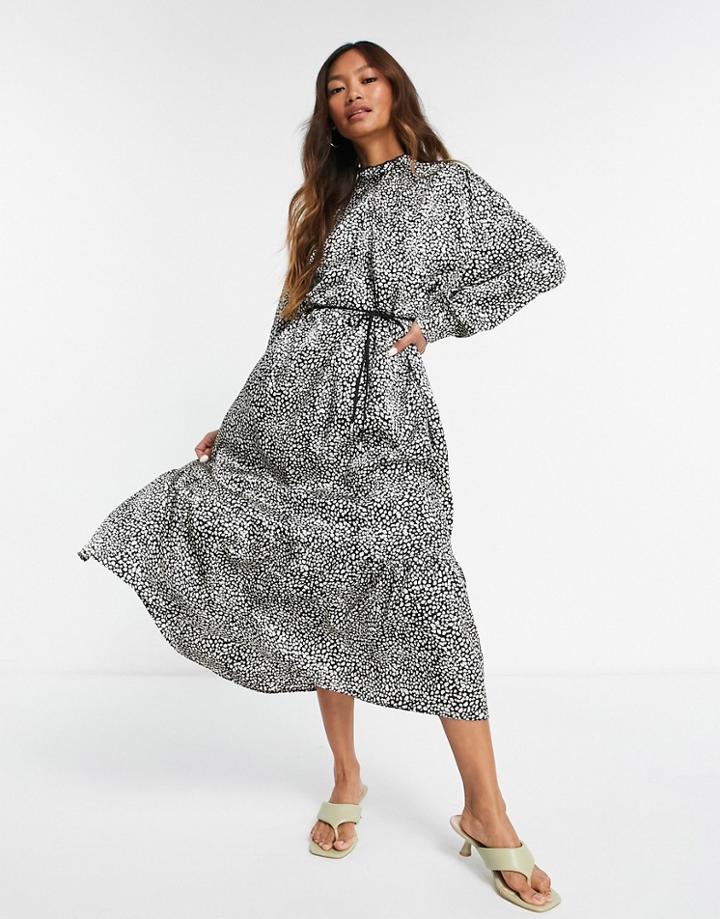 Mango Keyhole Neck Maxi Dress In Spot-multi