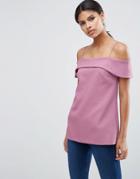 Asos Minimal Cold Shoulder Top - Pink