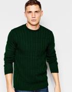 Asos Cable Knit Jumper In Green - Green