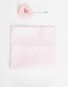 French Connection Plain Pocket Square And Lapel Pin Set In Soft Pink