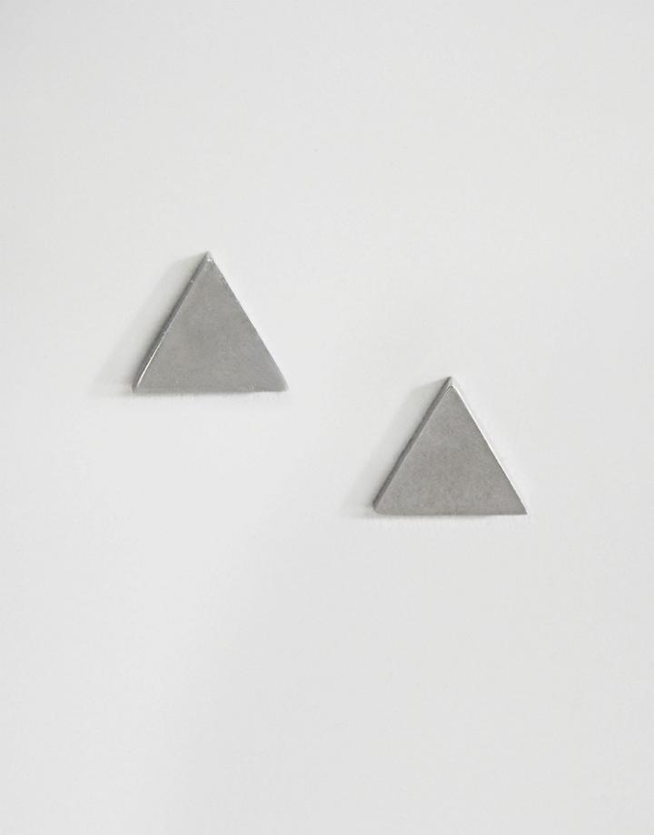 Asos Triangle Plug Earrings In Silver - Silver