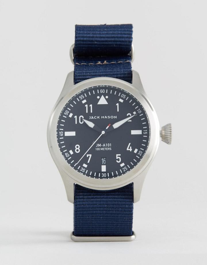 Jack Mason Aviation Canvas Watch In Navy 42mm - Navy