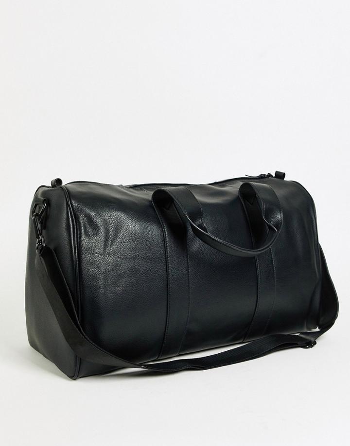 Smith & Canova Leather Holdall In Black