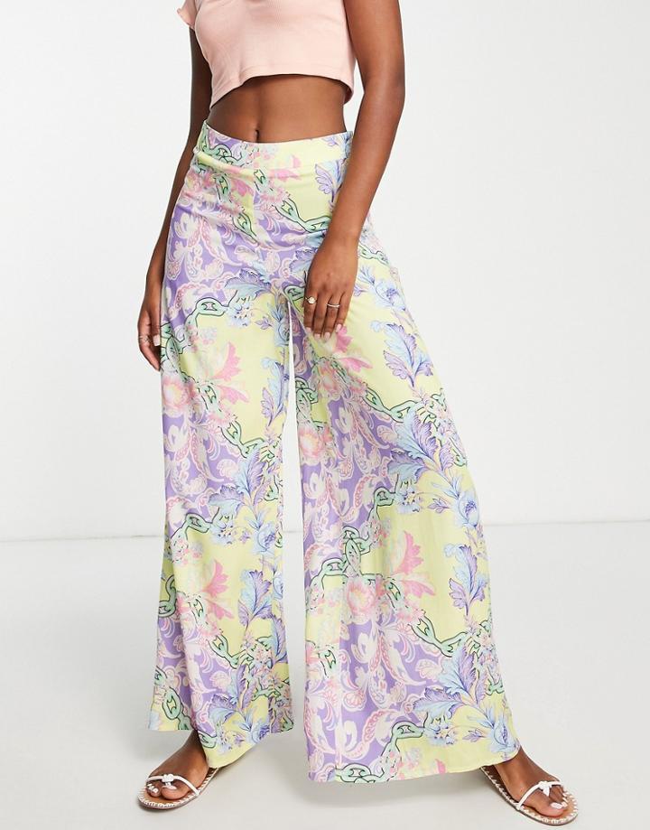 Asos Design Palazzo Pants In Chain Print-multi