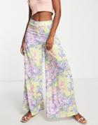 Asos Design Palazzo Pants In Chain Print-multi