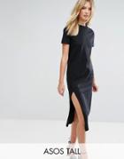 Asos Tall Ultimate T-shirt Midi Dress With Side Split - Black