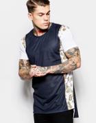 Siksilk Longline T-shirt With Fishtail Hem - White