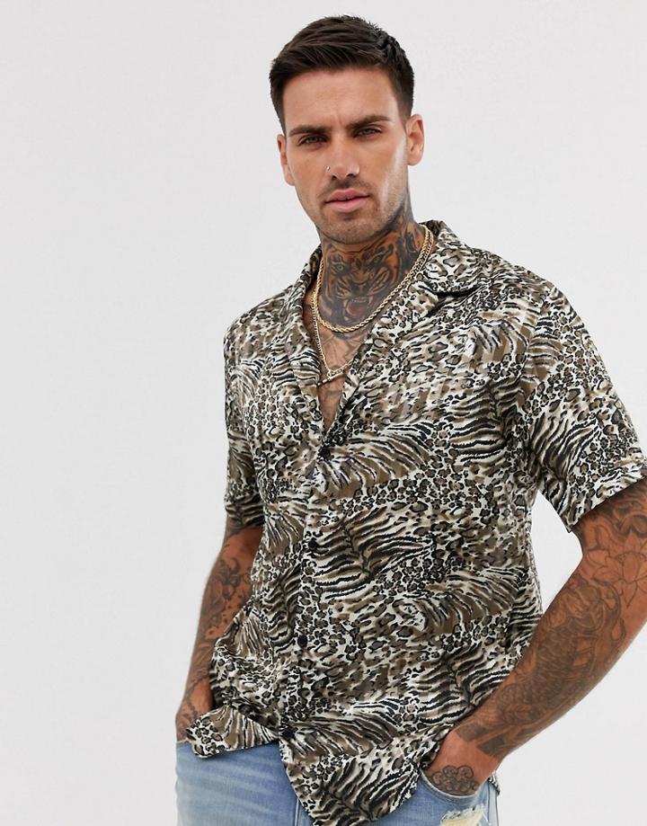 River Island Shirt With Gray Animal Print