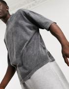 Asos Unrvlld Spply Oversized T-shirt In Heavyweight Black Acid Wash