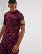 Canterbury Vapodri T-shirt In Burgundy Baroque Print - Red