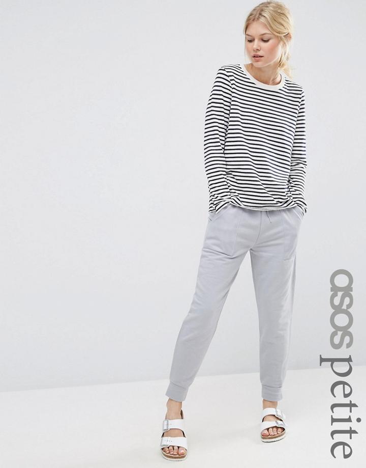 Asos Petite Luxe Joggers With Contrast Satin Pockets - Gray