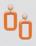 Mango Resin Rectangle Earrings - Orange