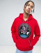Love Moschino Space Print Hoodie With Logo Zip Pockets - Red